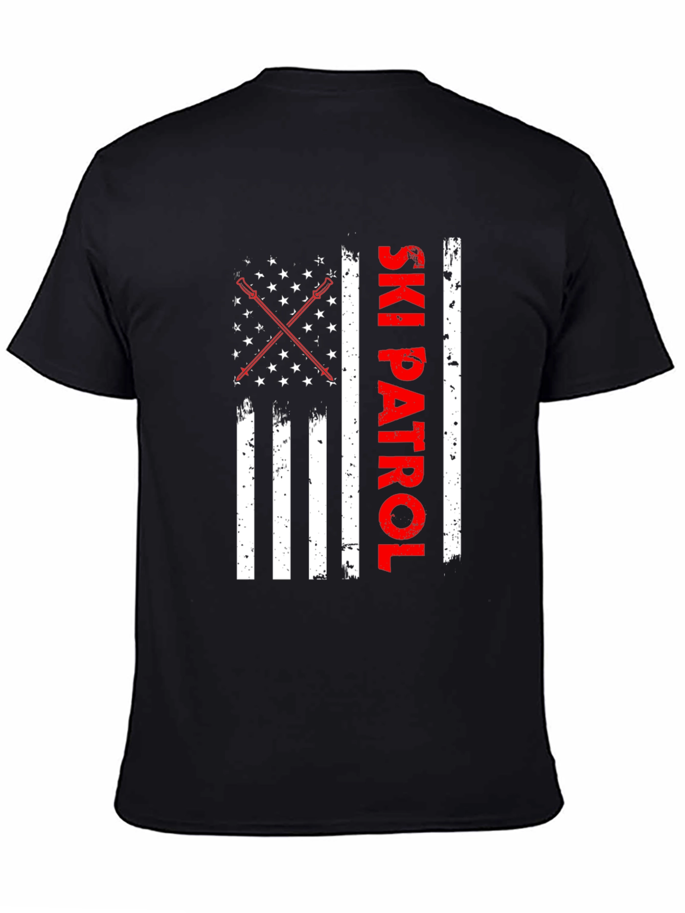 Ski Patrol American Flag Graphic Tee - Black