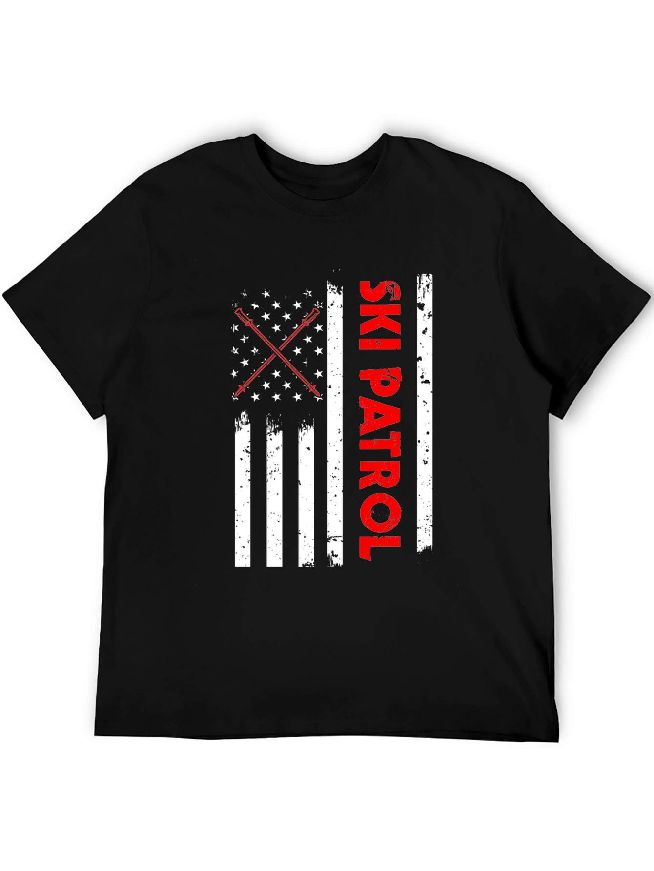 Ski Patrol American Flag Graphic Tee - Black