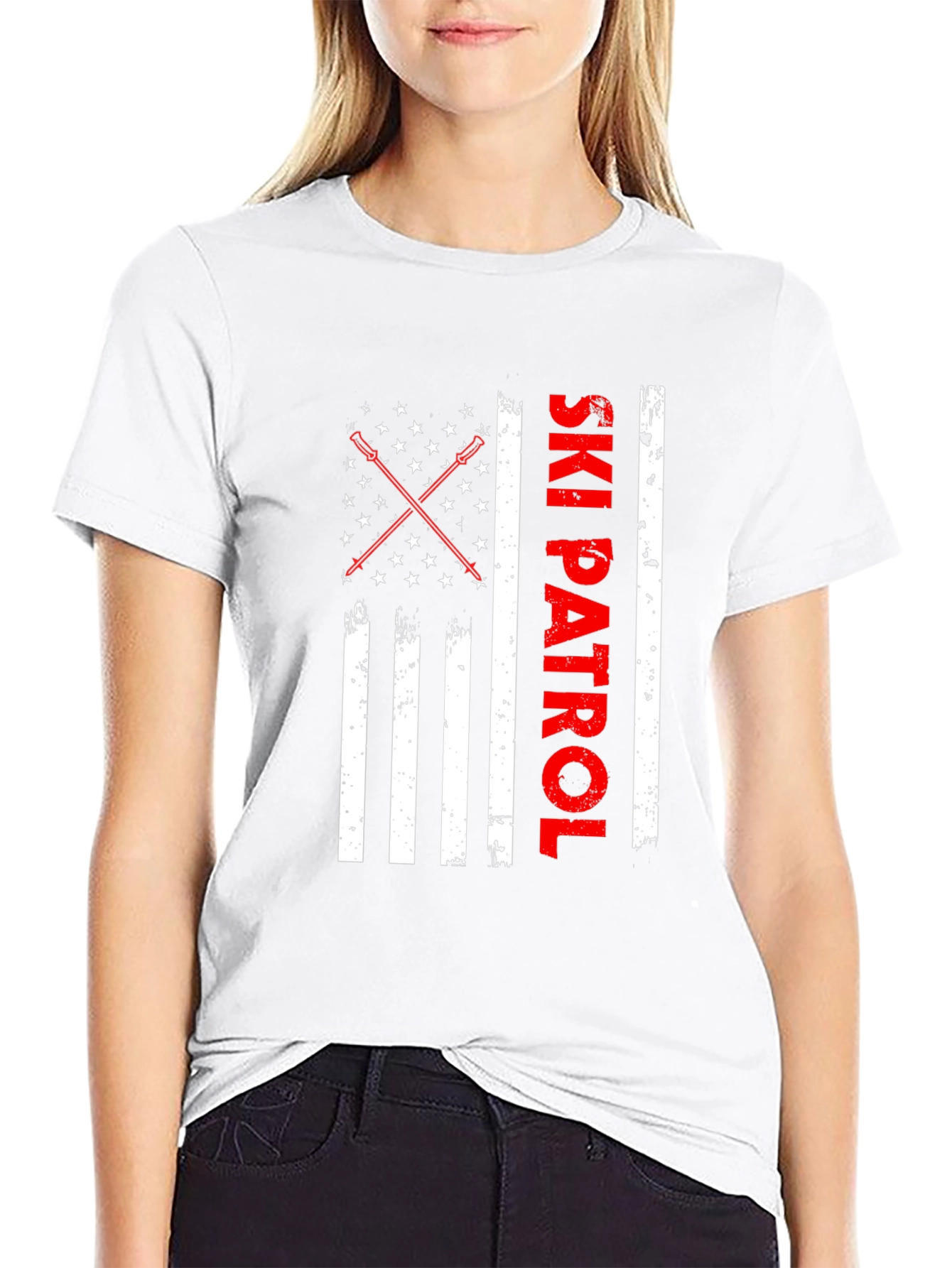 Ski Patrol American Flag Graphic Tee - Black