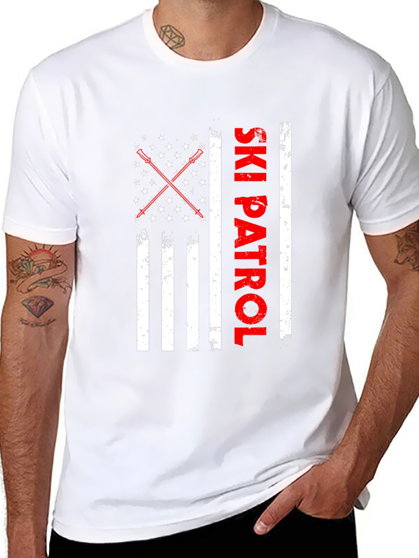 Ski Patrol American Flag Graphic Tee - Black
