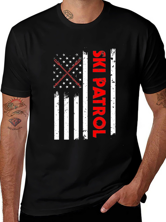 Ski Patrol American Flag Graphic Tee - Black