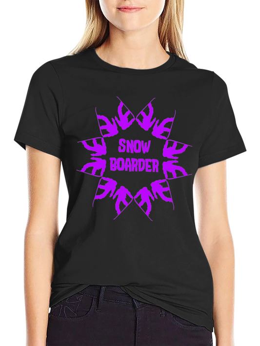 Snow Boarder Graphic Tee - Black Cotton Casual T-Shirt