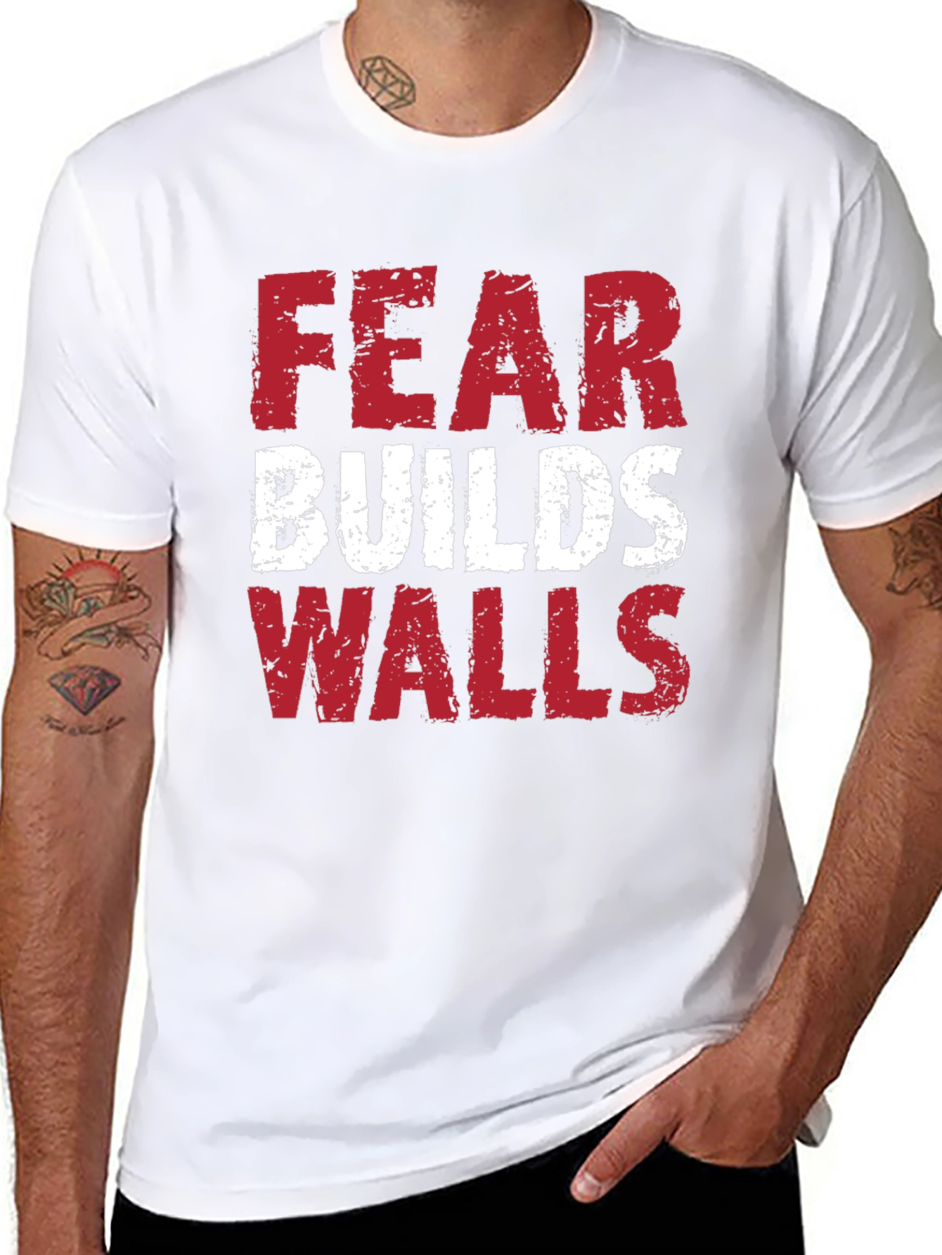 Fear Builds Walls Graphic Tee - Black