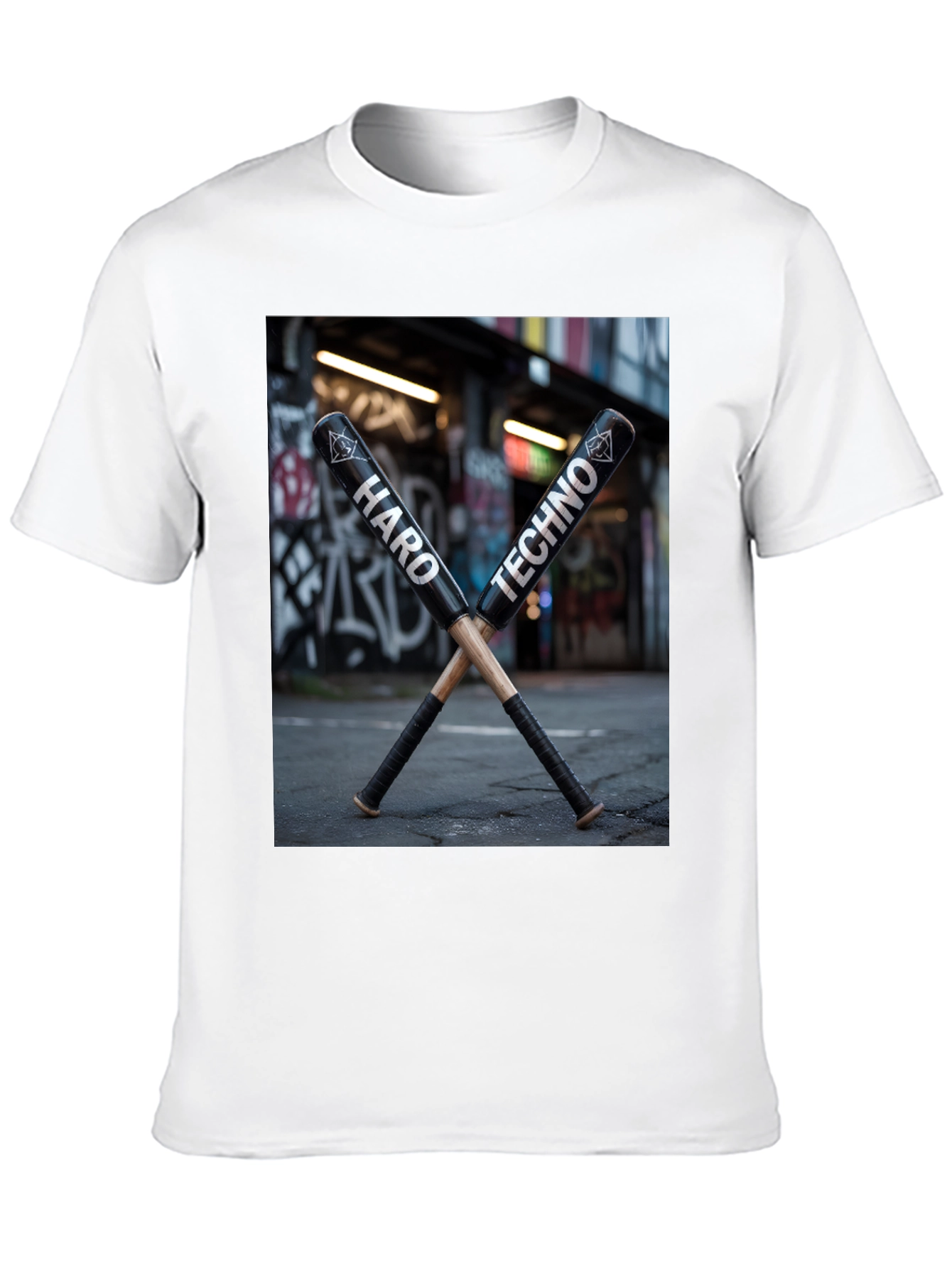 Hard Techno Baseball Bat Graphic T-Shirt