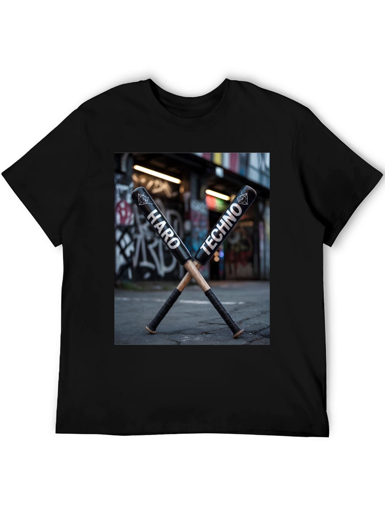 Hard Techno Baseball Bat Graphic T-Shirt
