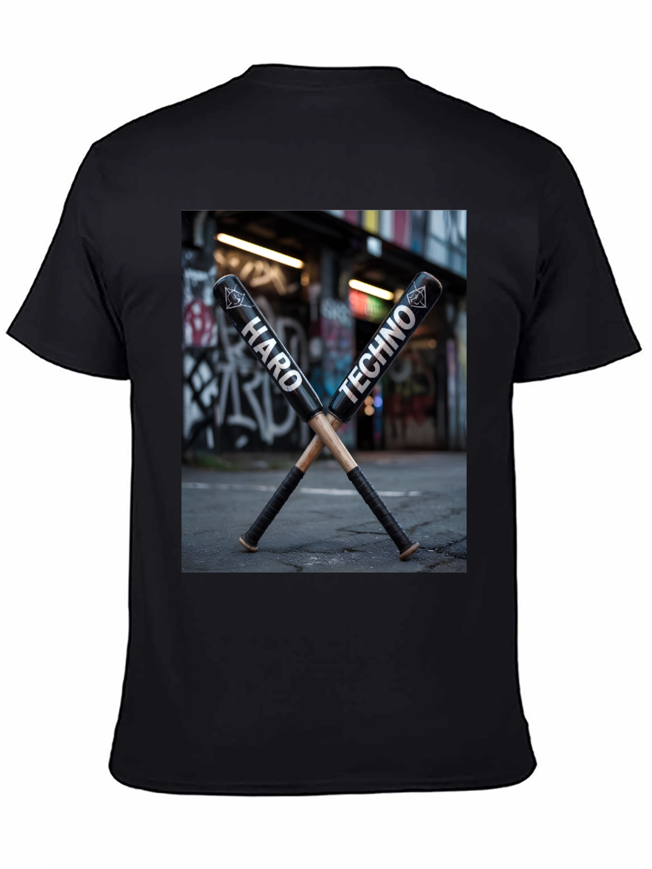 Hard Techno Baseball Bat Graphic T-Shirt