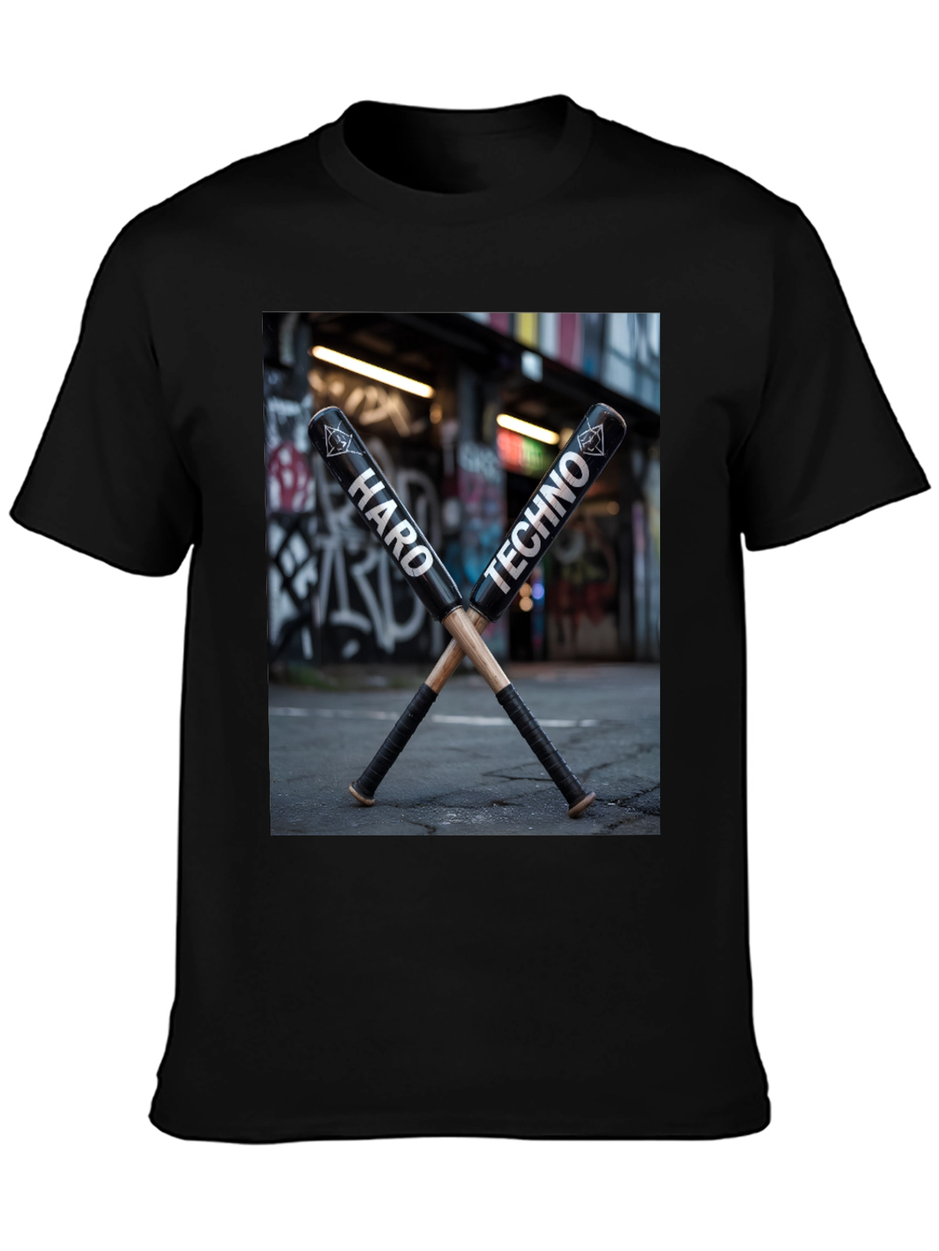 Hard Techno Baseball Bat Graphic T-Shirt