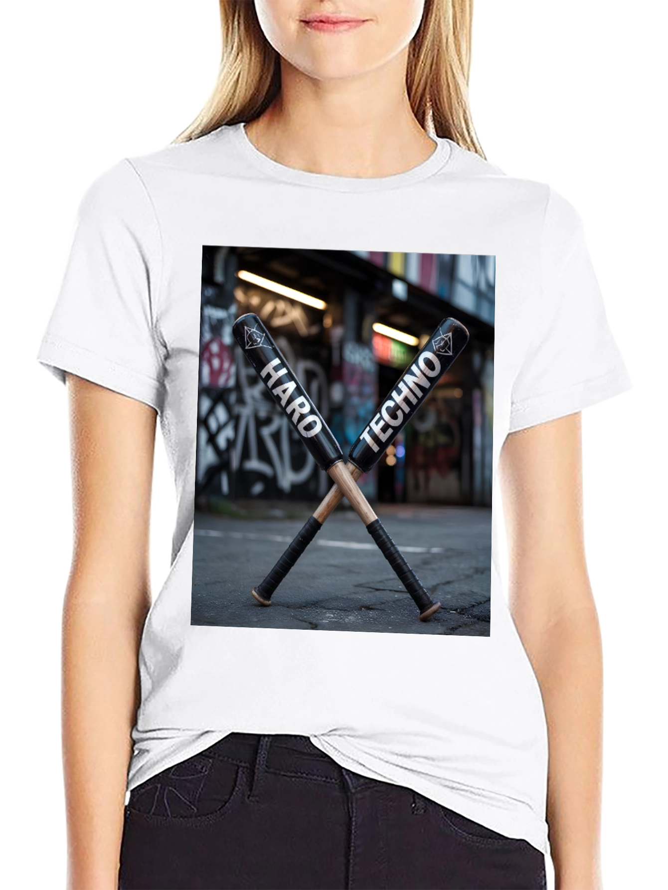 Hard Techno Baseball Bat Graphic T-Shirt