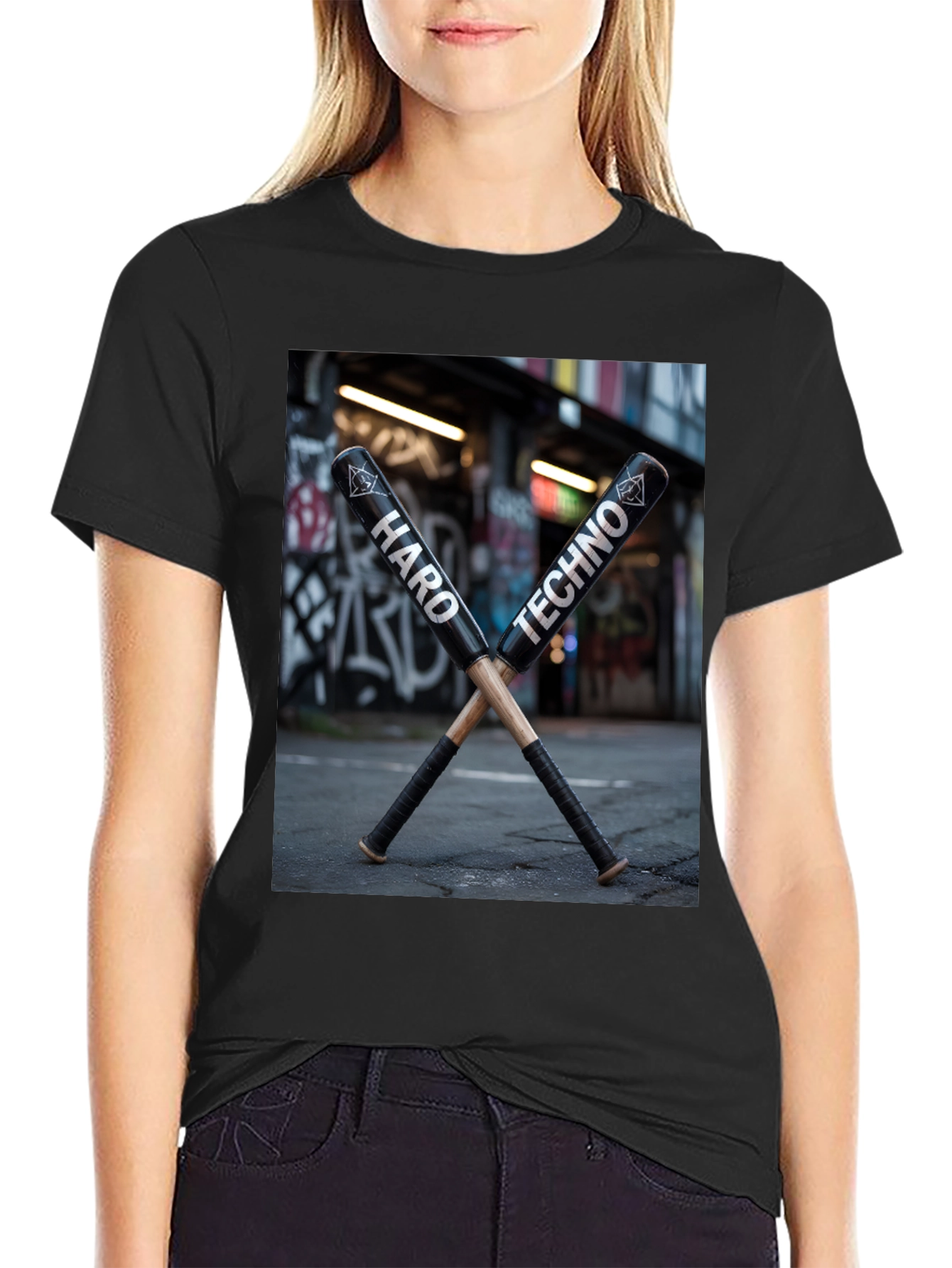 Hard Techno Baseball Bat Graphic T-Shirt
