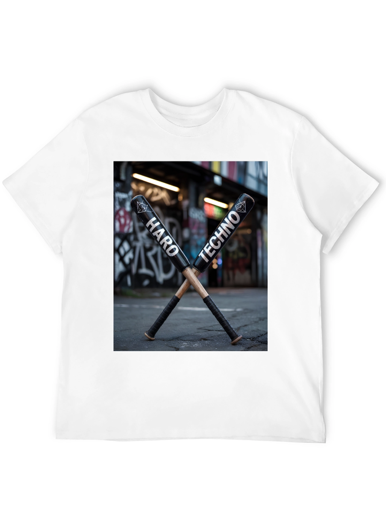 Hard Techno Baseball Bat Graphic T-Shirt