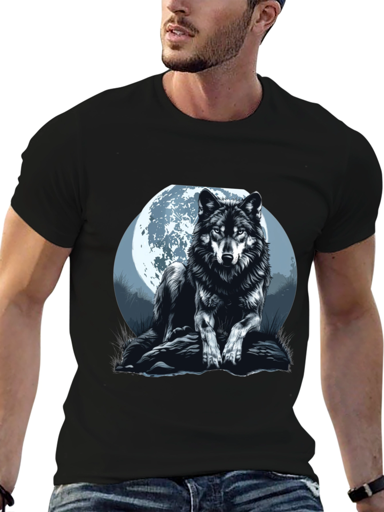 Wolf Moon Graphic Tee - Mens Black T-Shirt