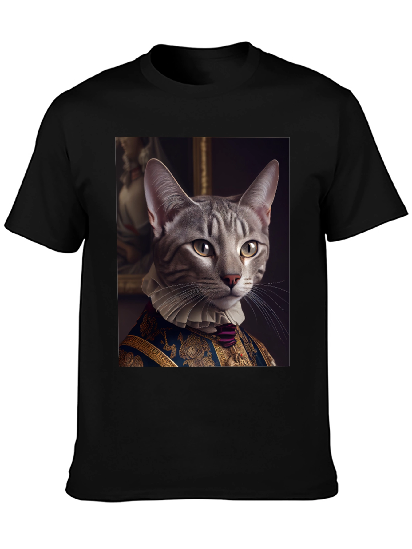 Regal Cat Portrait T-Shirt - Aristocratic Feline Tee
