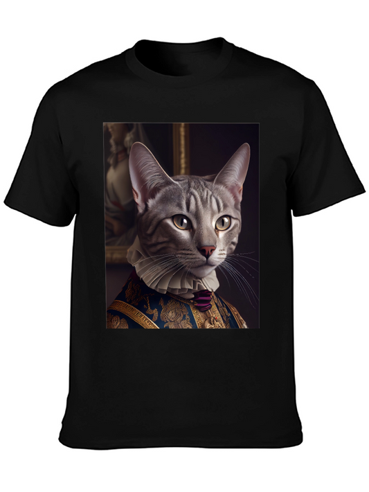 Regal Cat Portrait T-Shirt - Aristocratic Feline Tee