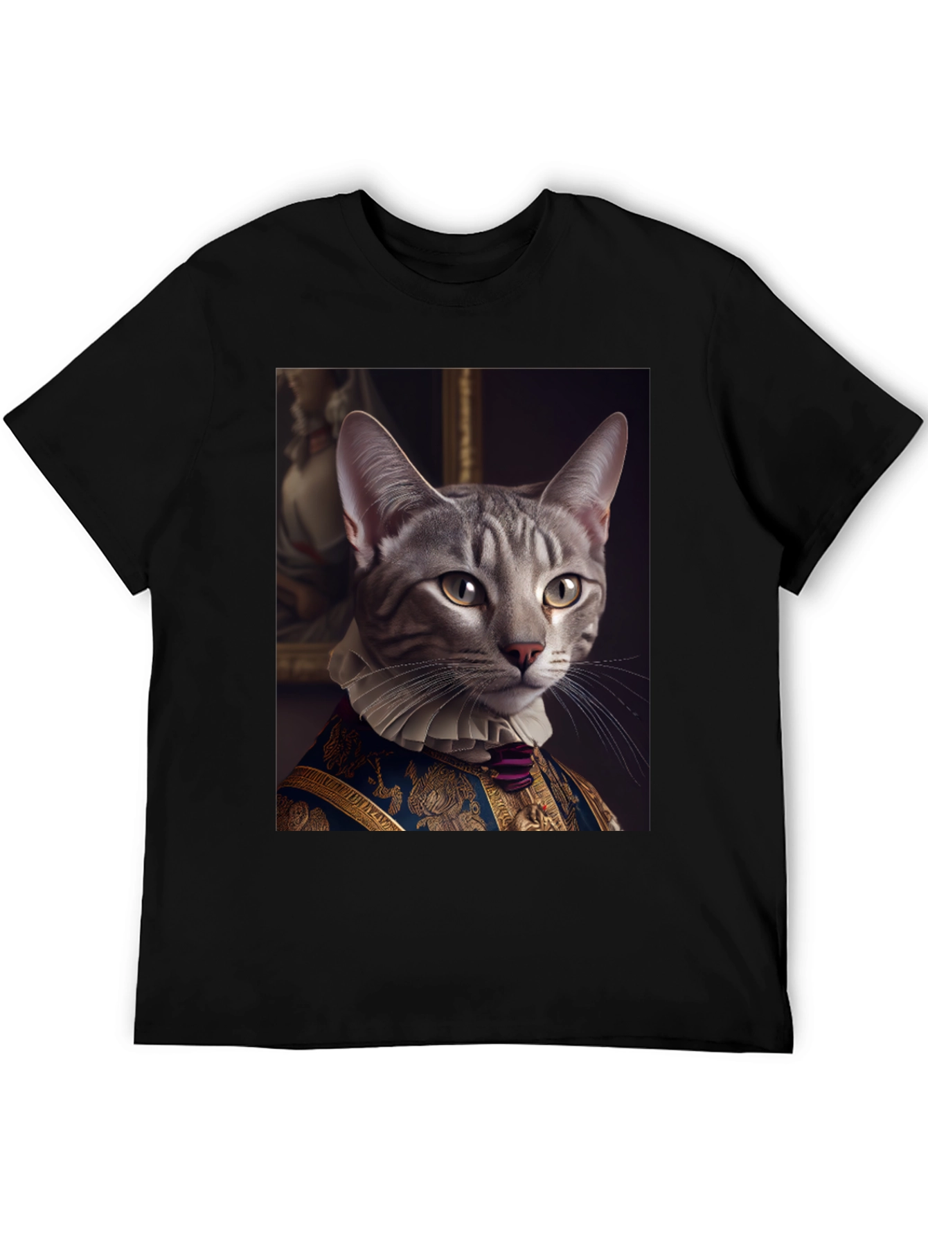 Regal Cat Portrait T-Shirt - Aristocratic Feline Tee