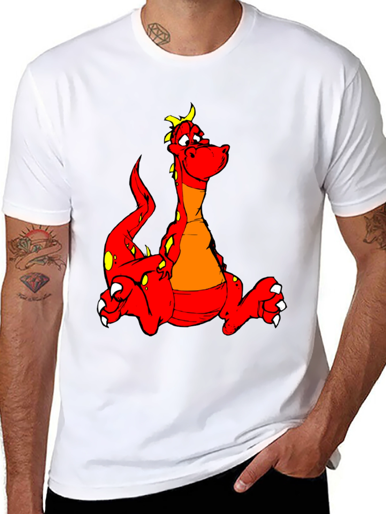 Dragon Cartoon Graphic Black T-Shirt