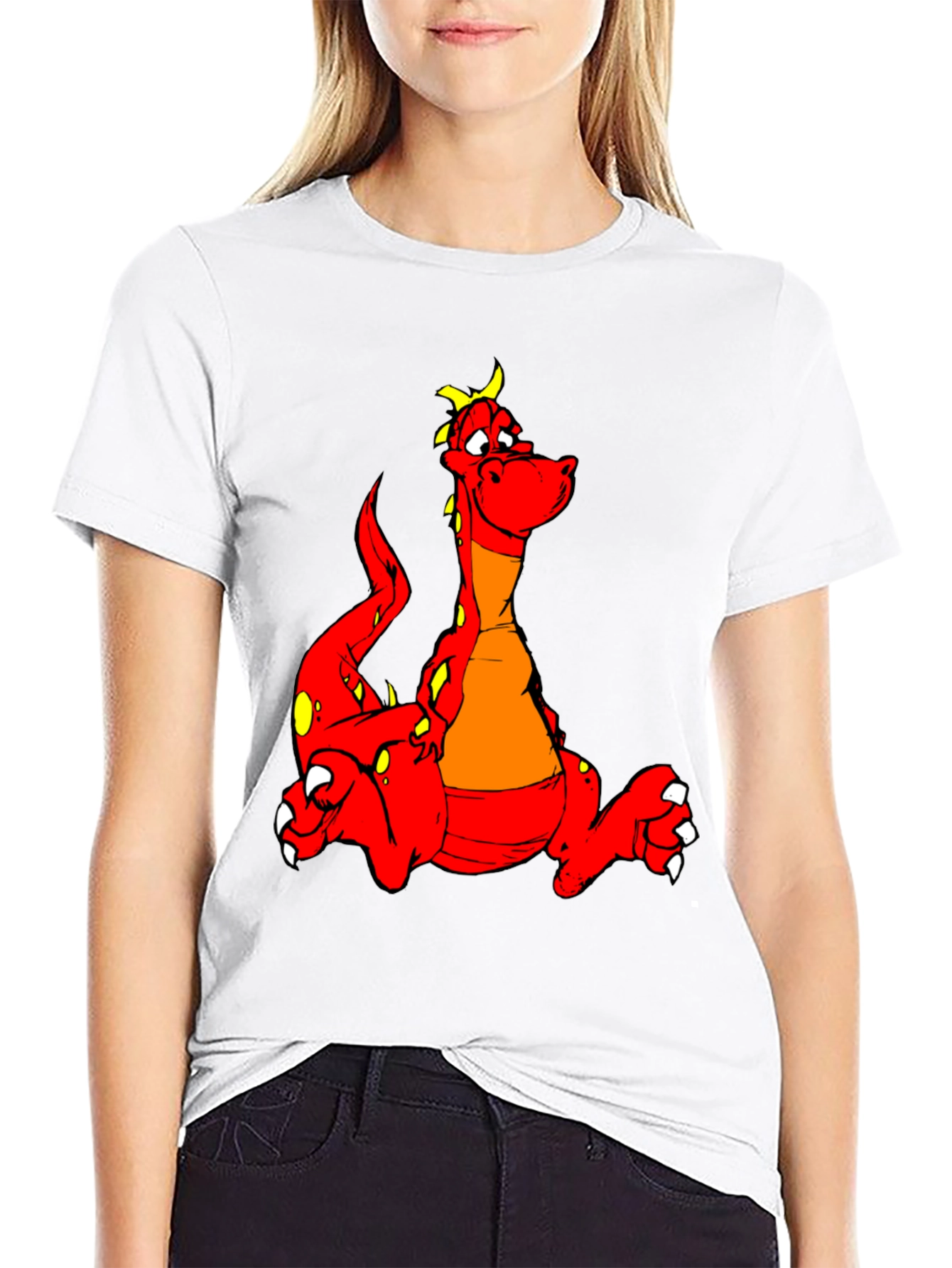 Dragon Cartoon Graphic Black T-Shirt