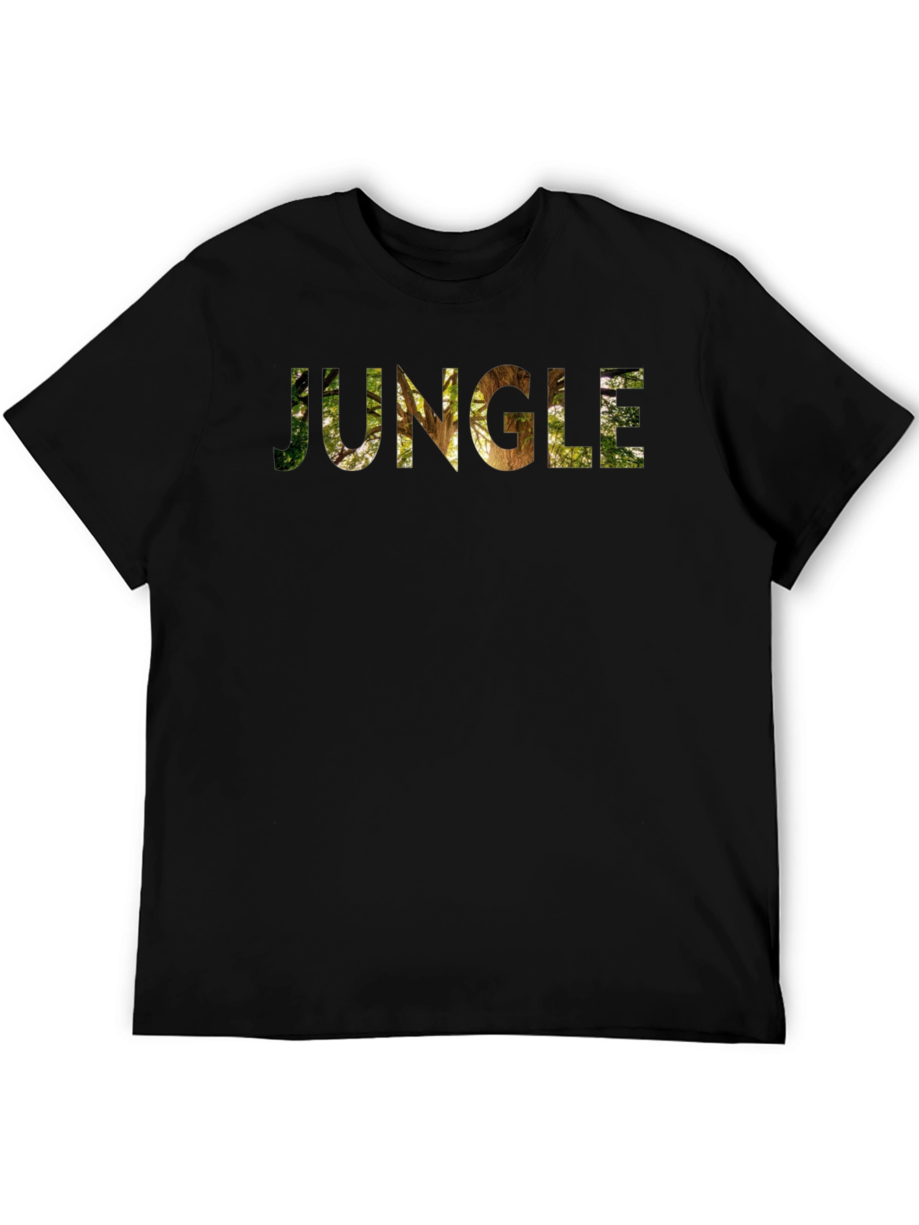 Jungle Print Mens Black Crew Neck T-Shirt