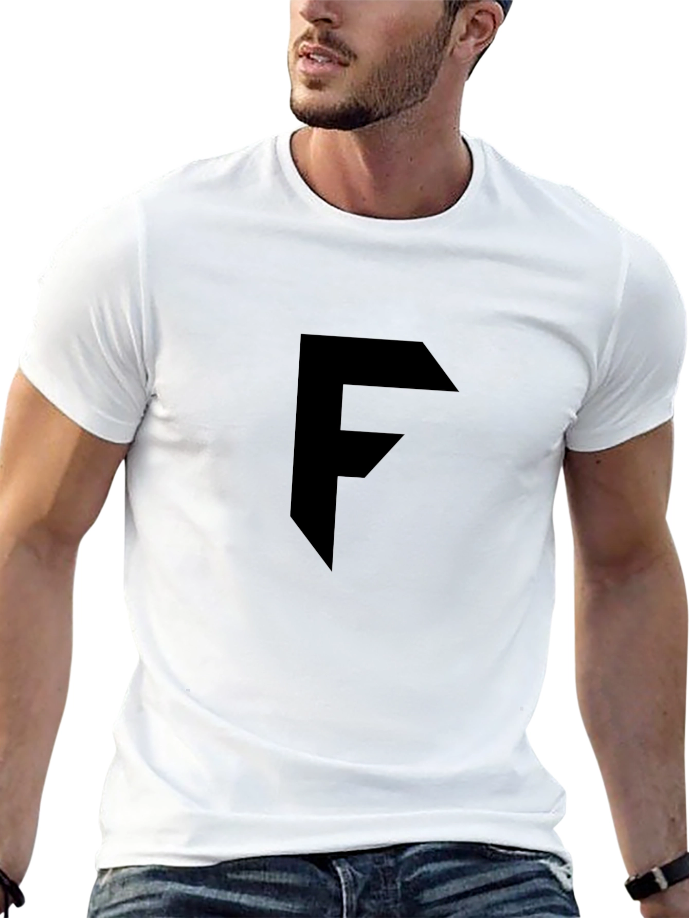 Bold Initial Tee - Black Graphic T-Shirt