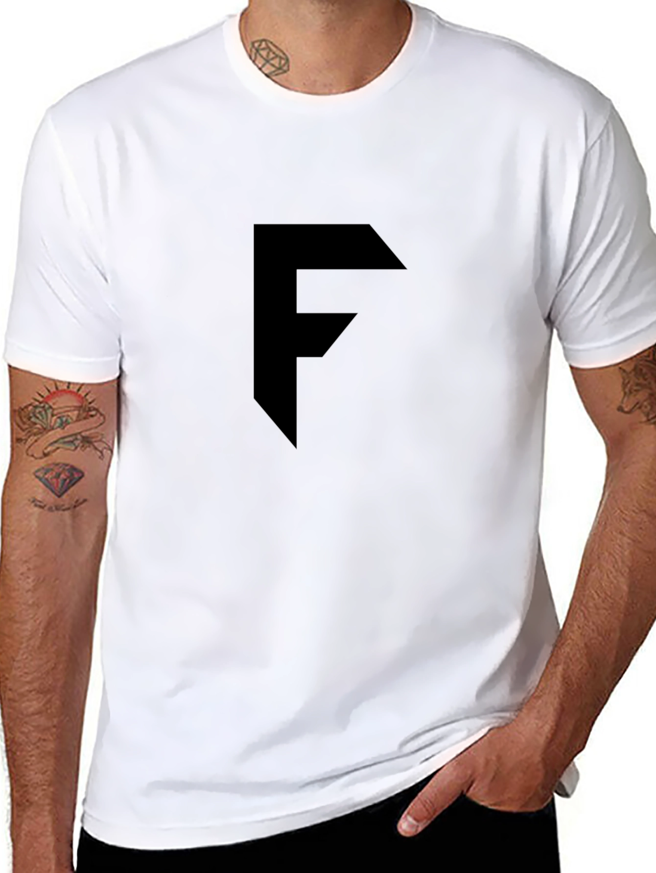 Bold Initial Tee - Black Graphic T-Shirt