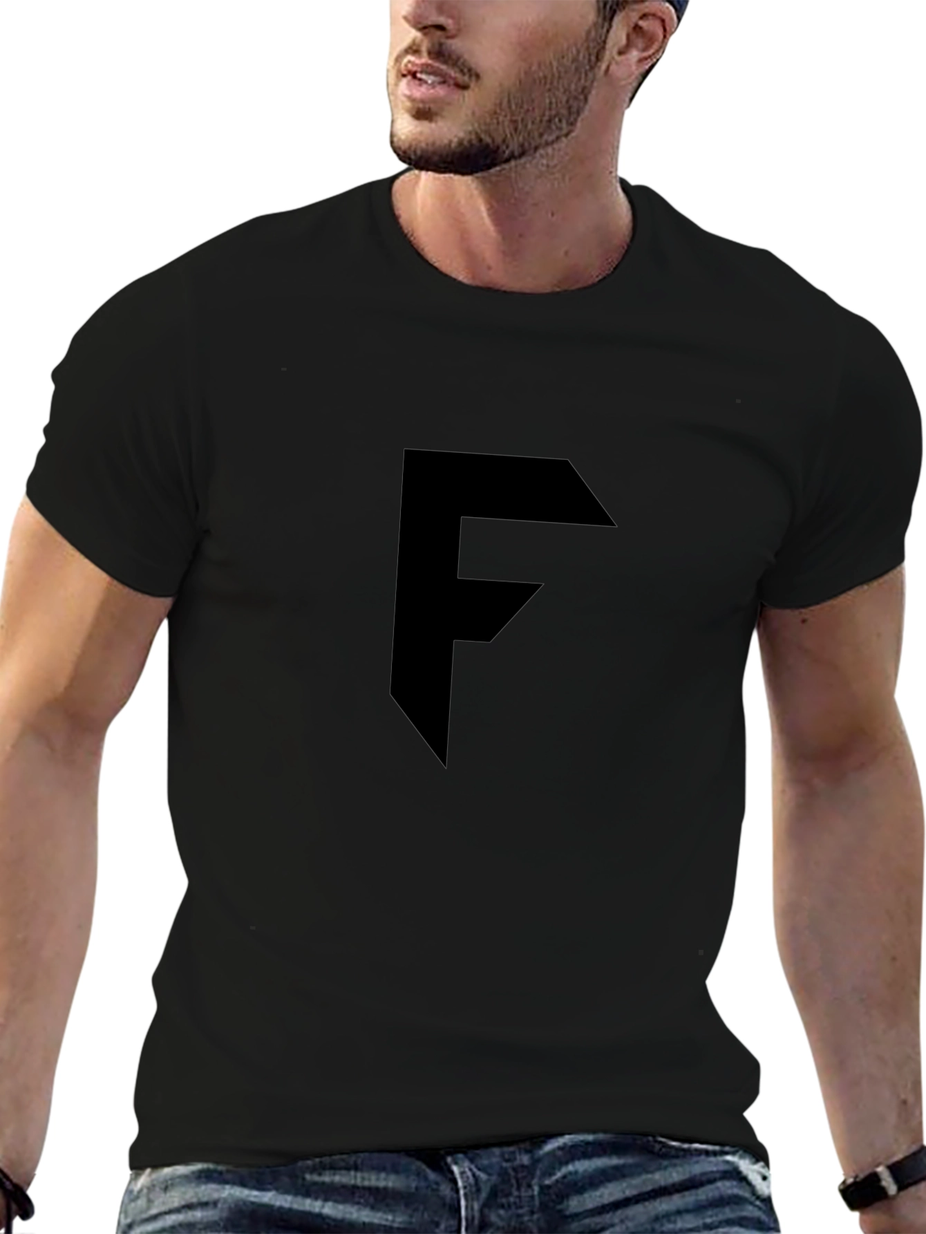 Bold Initial Tee - Black Graphic T-Shirt
