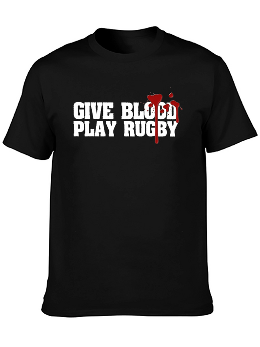 Give Blood Play Rugby Tee - Black Cotton T-Shirt