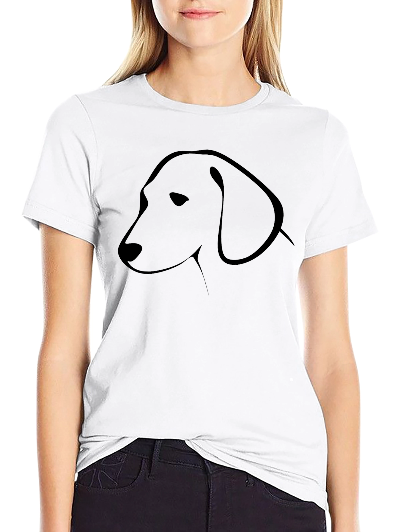Minimalist Dog Graphic Black T-Shirt