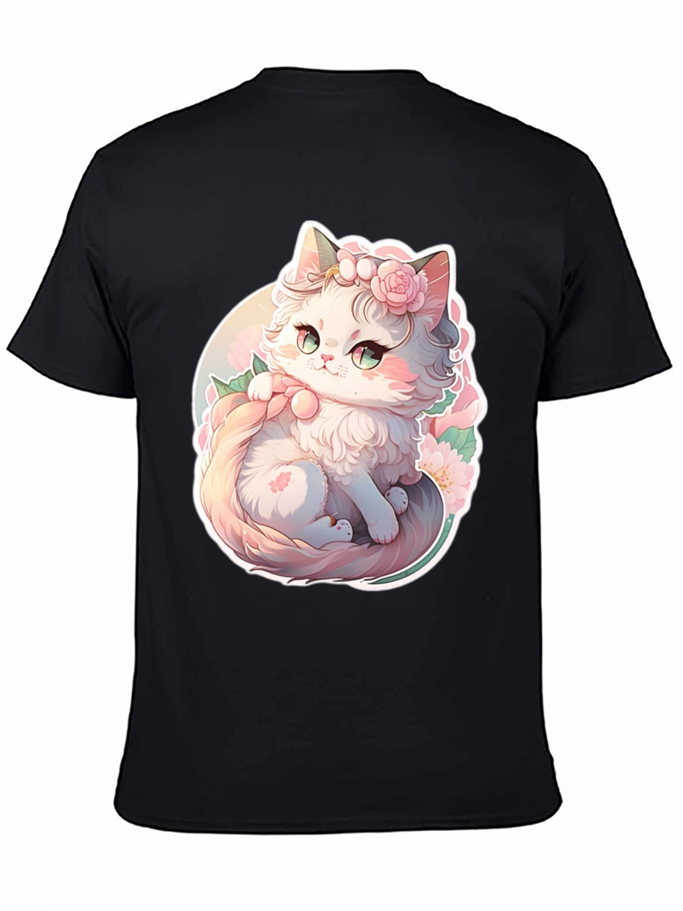 Cute Floral Kitten Graphic Tee