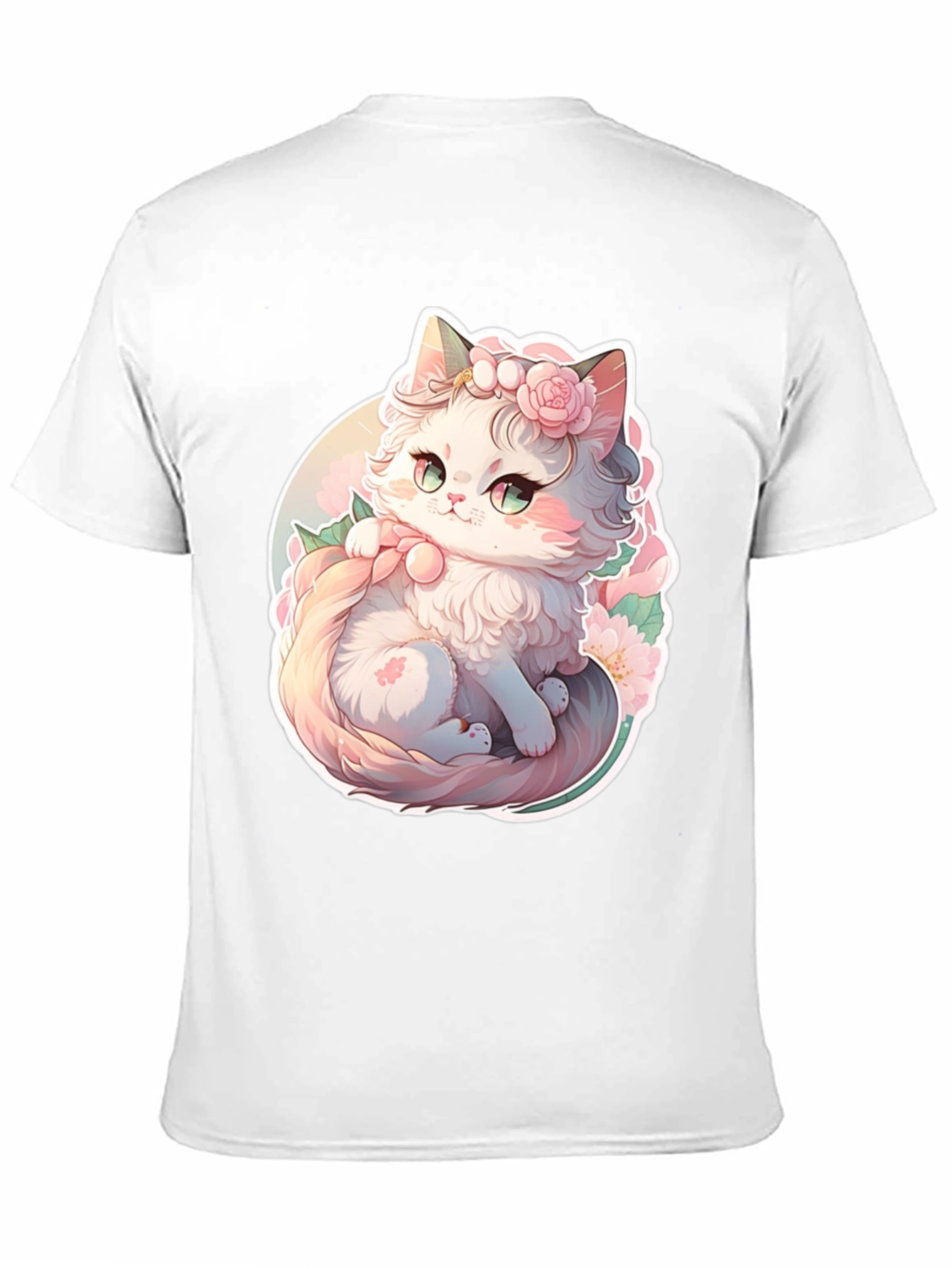 Cute Floral Kitten Graphic Tee