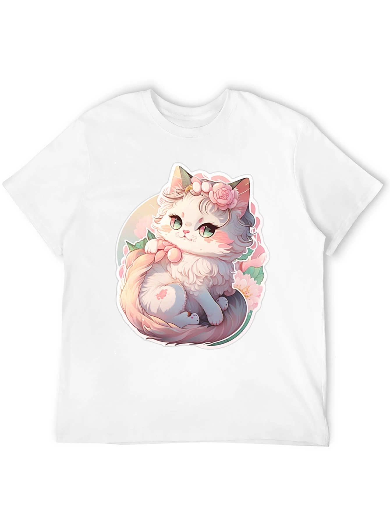 Cute Floral Kitten Graphic Tee