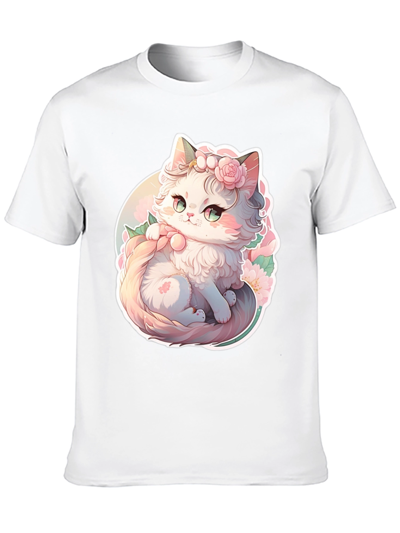 Cute Floral Kitten Graphic Tee