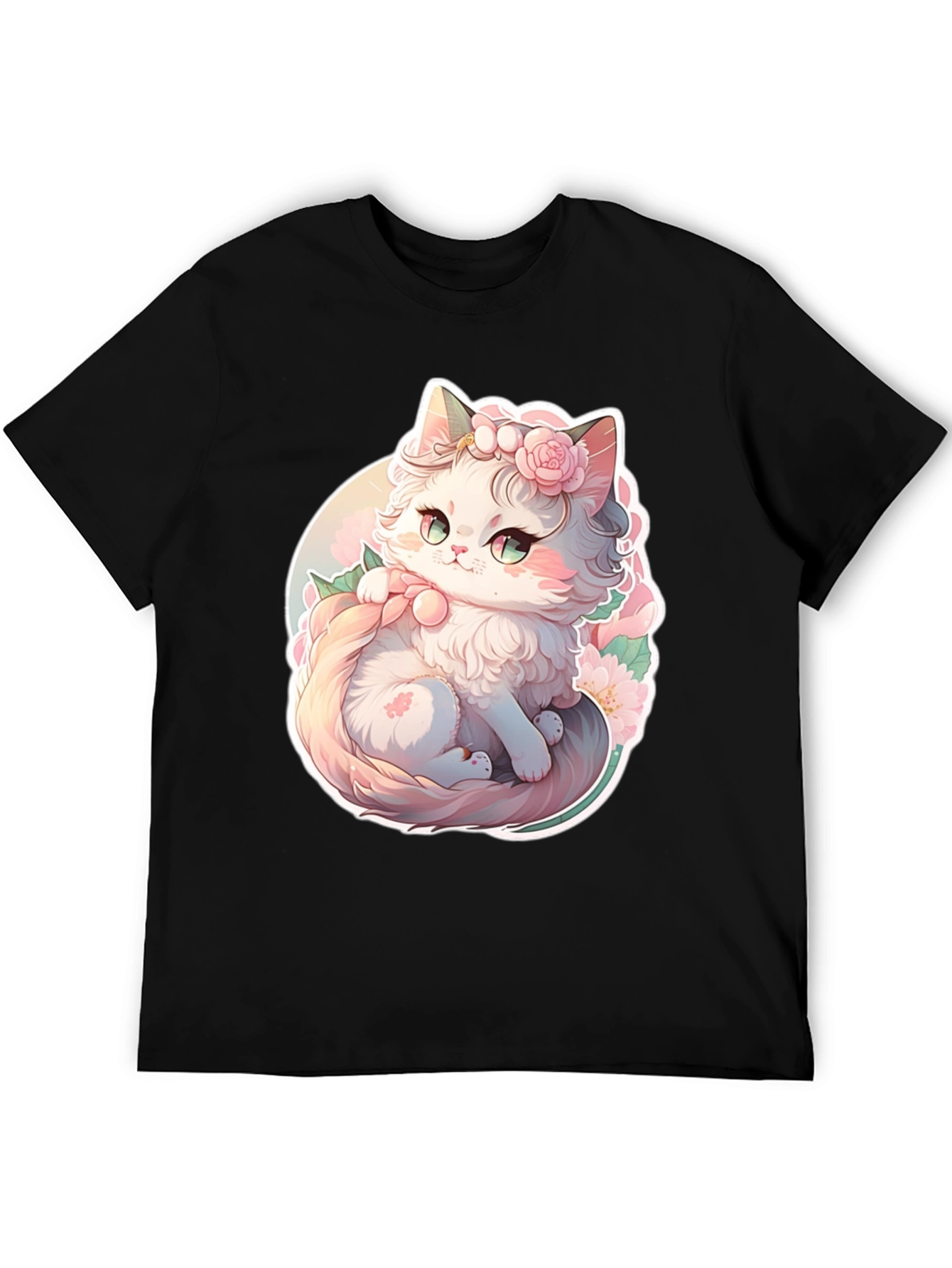 Cute Floral Kitten Graphic Tee