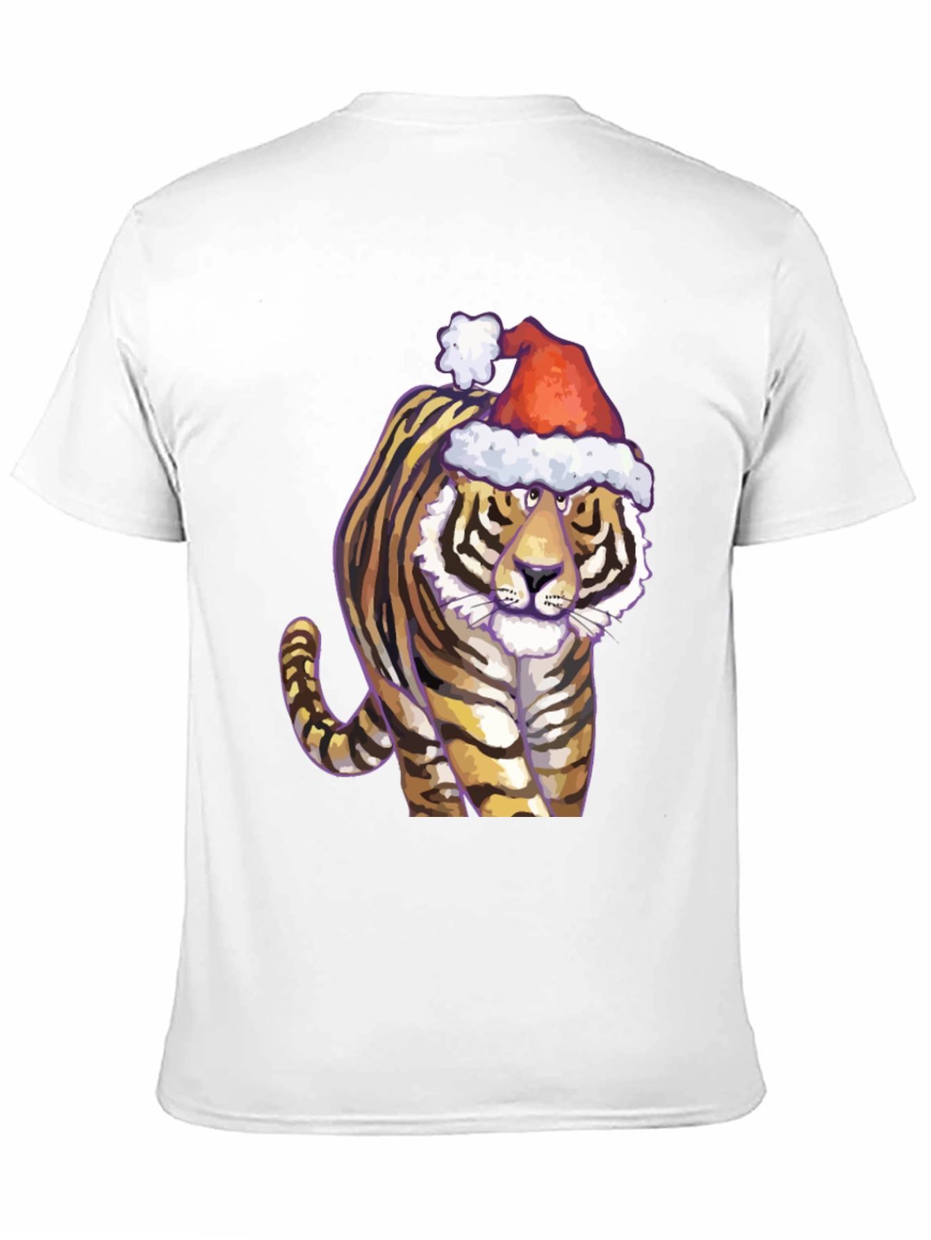 Festive Tiger Graphic Tee - Black Cotton Shirt