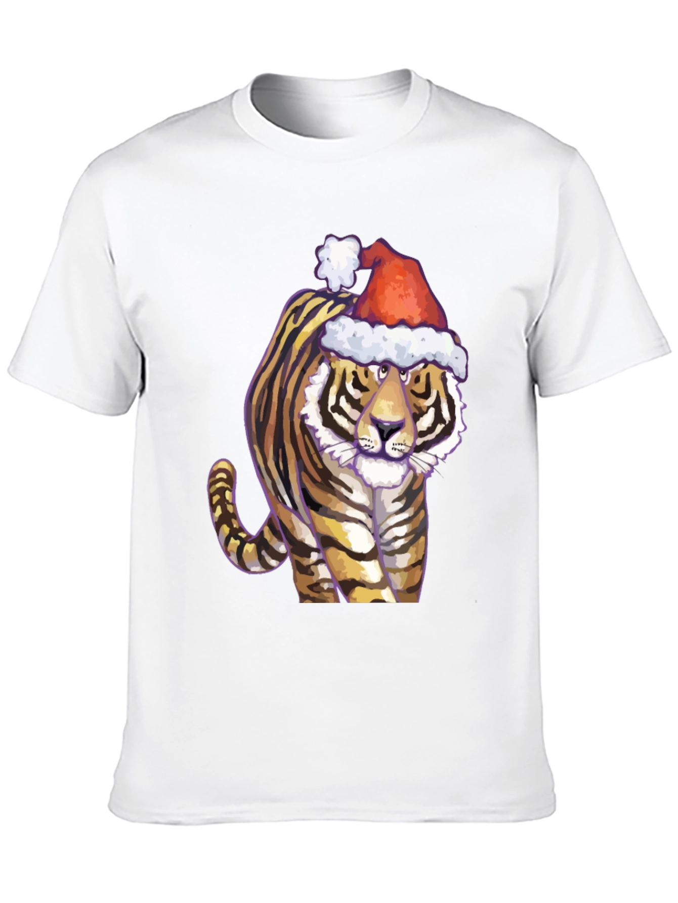Festive Tiger Graphic Tee - Black Cotton Shirt