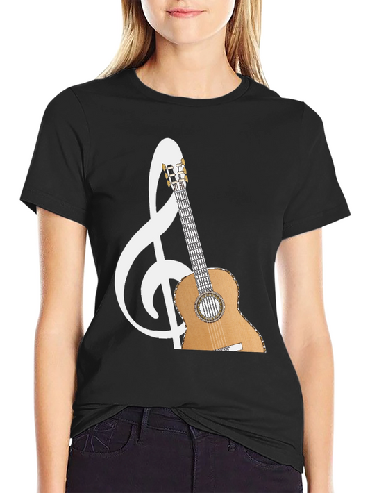 Musical Guitar T-Shirt - Treble Clef Design