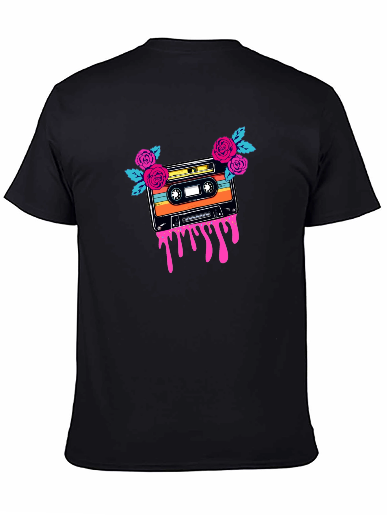 Retro Cassette & Roses Graphic Tee