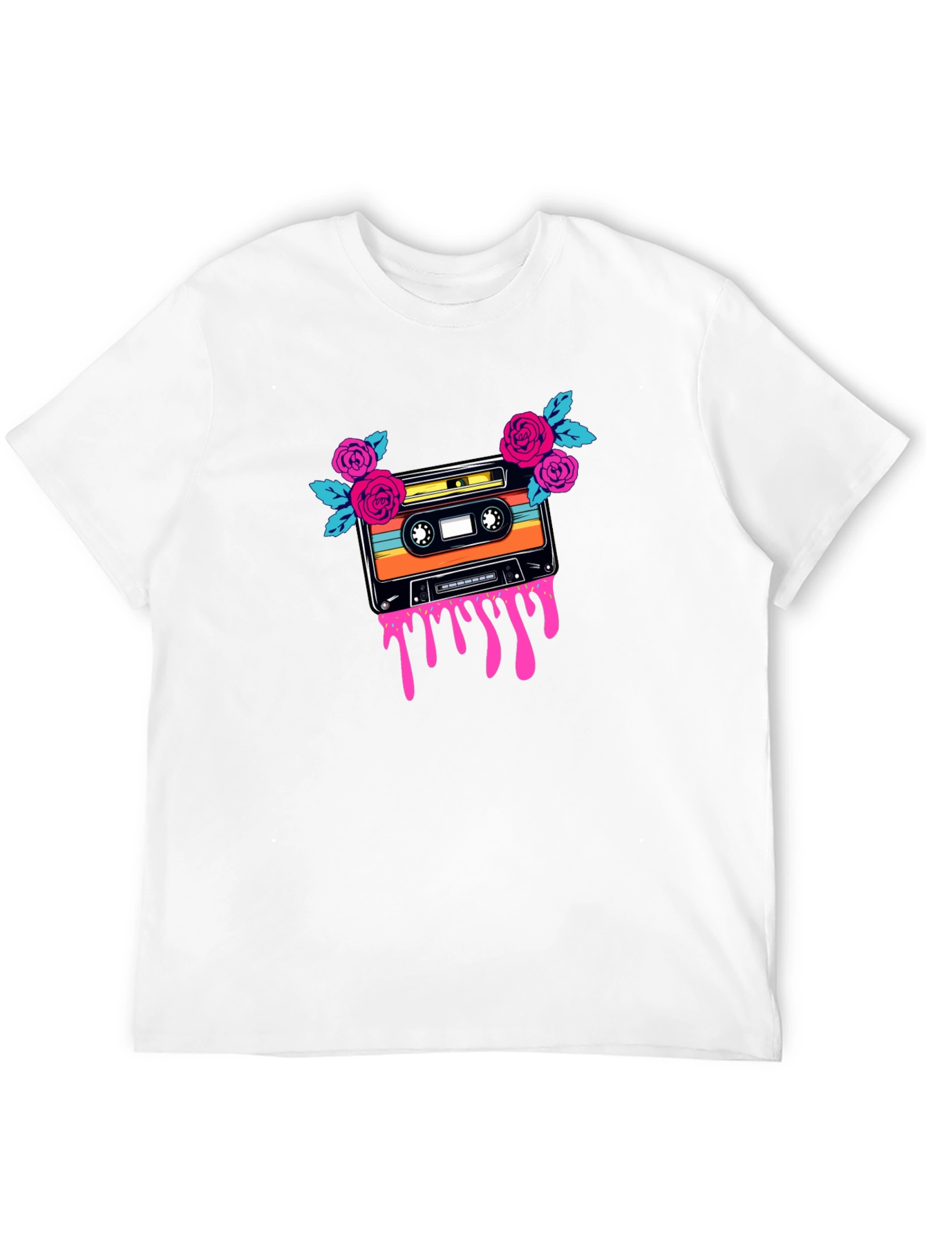 Retro Cassette & Roses Graphic Tee