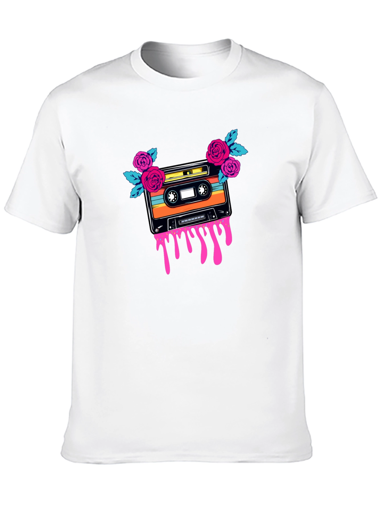 Retro Cassette & Roses Graphic Tee
