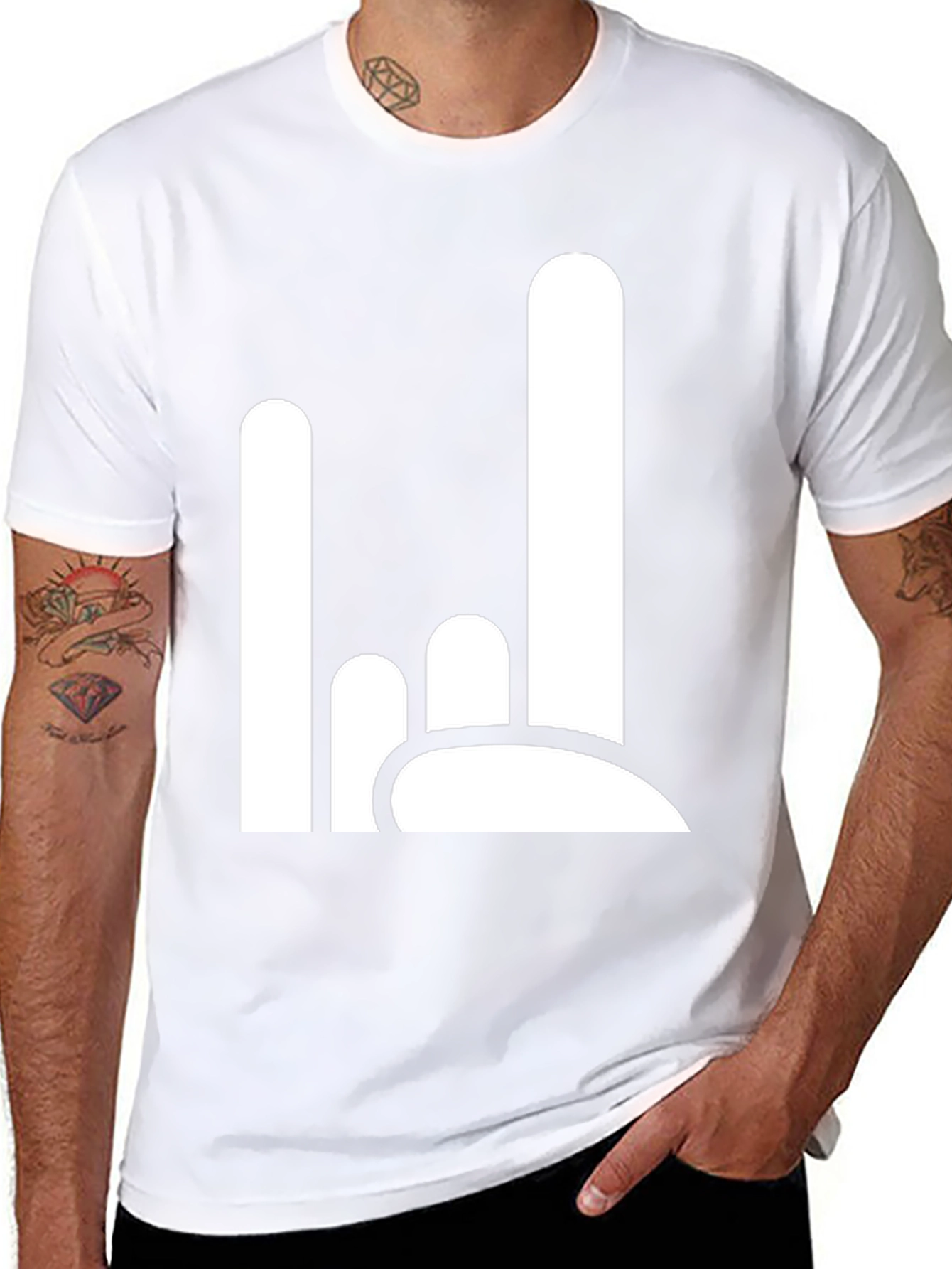 Rock On Hand Gesture Black T-Shirt
