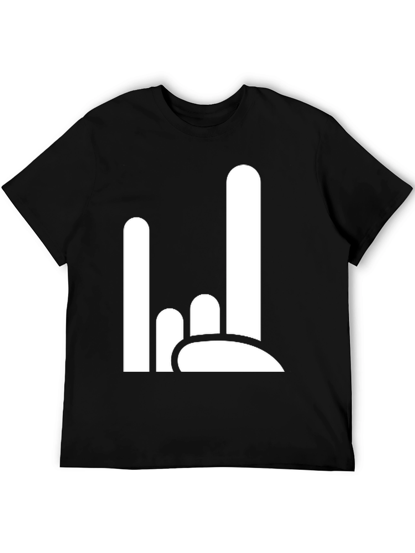 Rock On Hand Gesture Black T-Shirt