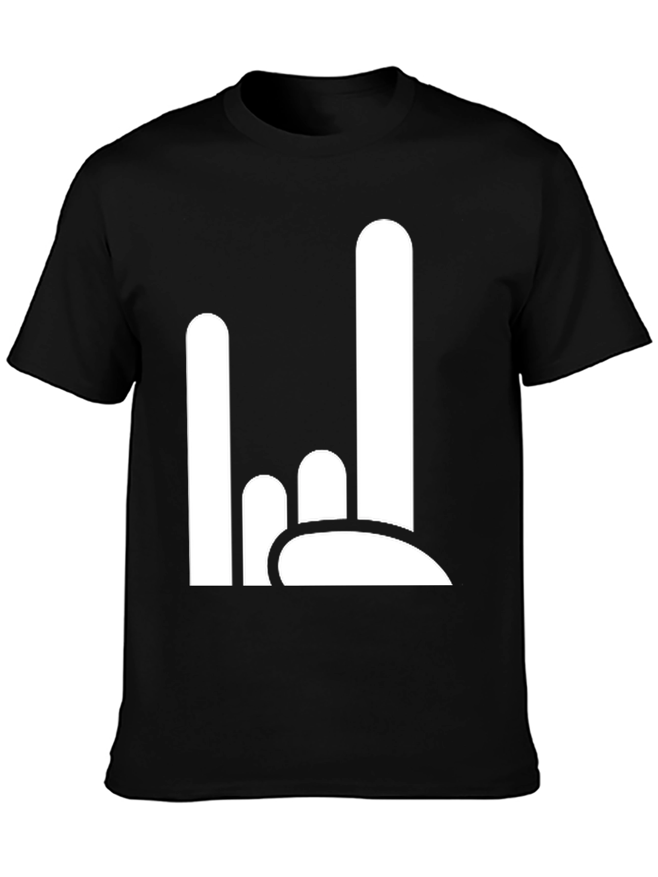 Rock On Hand Gesture Black T-Shirt
