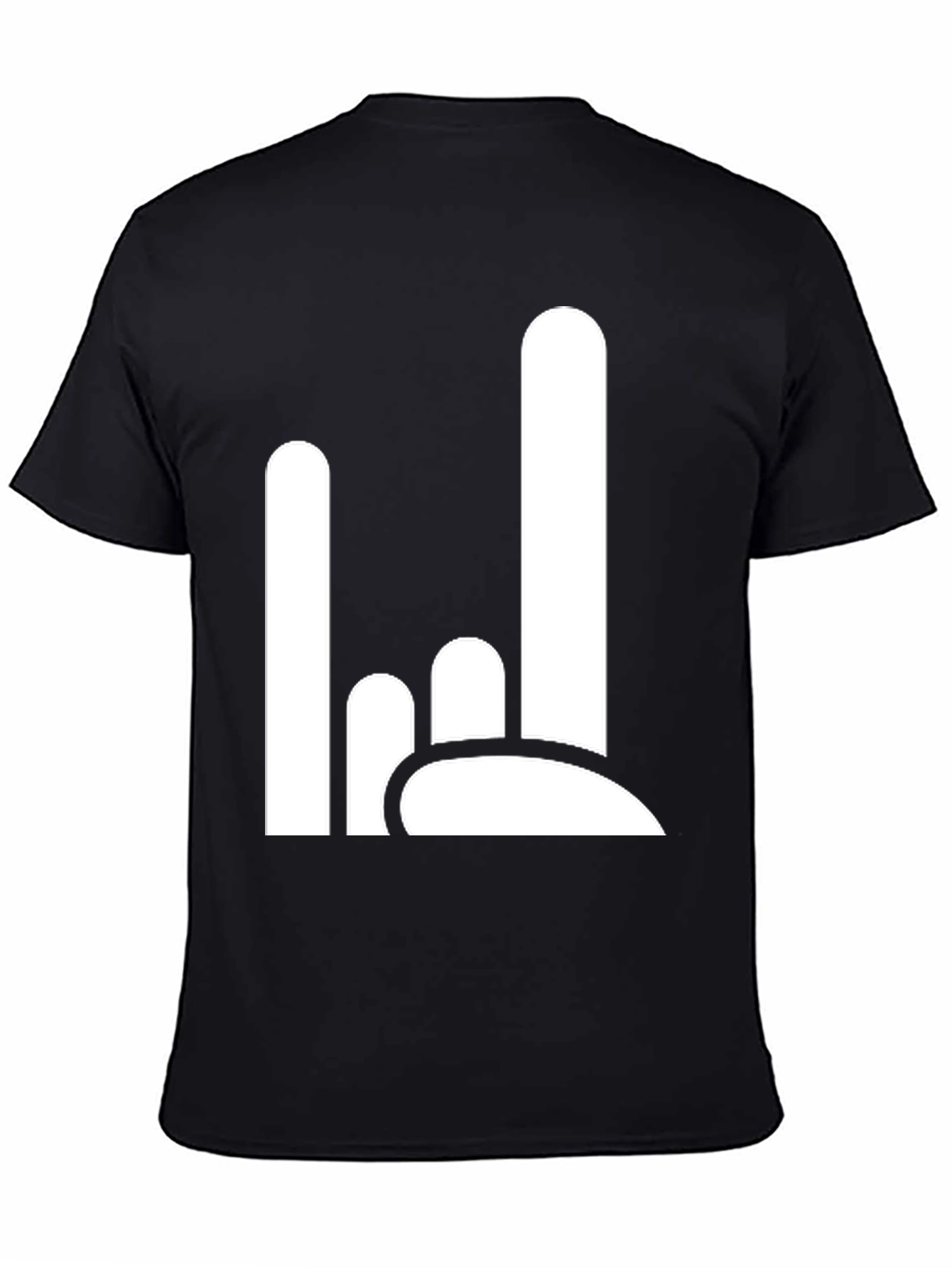 Rock On Hand Gesture Black T-Shirt