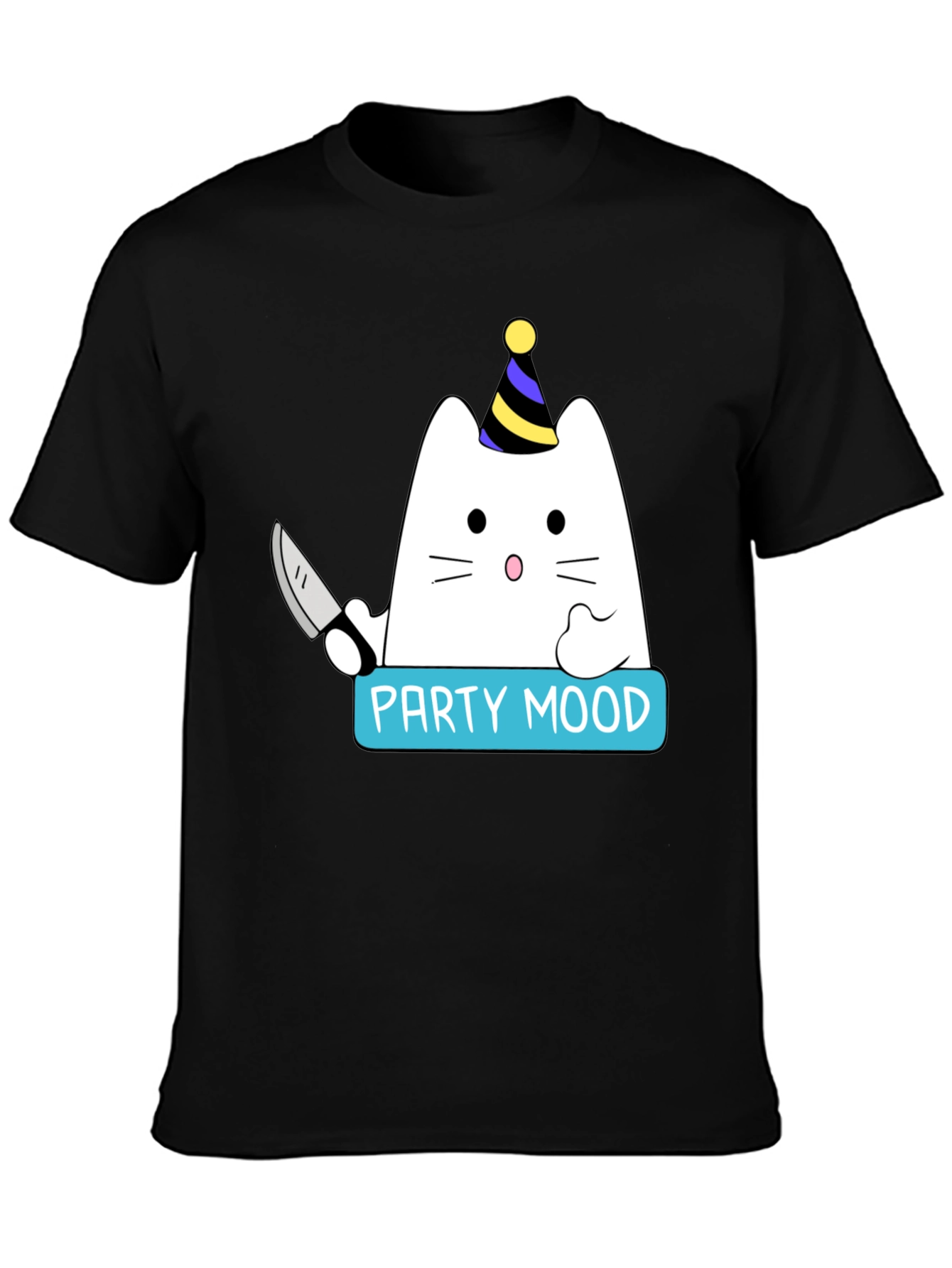 Party Mood Cat T-Shirt - Funny Graphic Tee