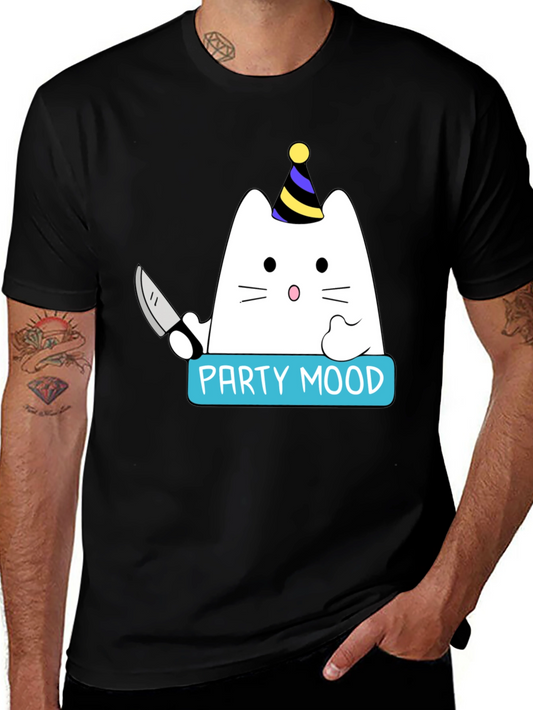 Party Mood Cat T-Shirt - Funny Graphic Tee