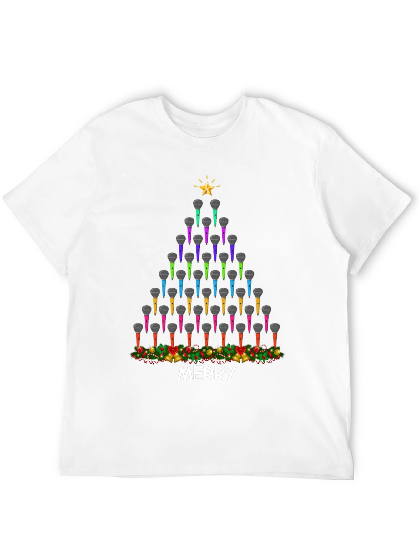 Merry Christmas Microphone Tree T-Shirt