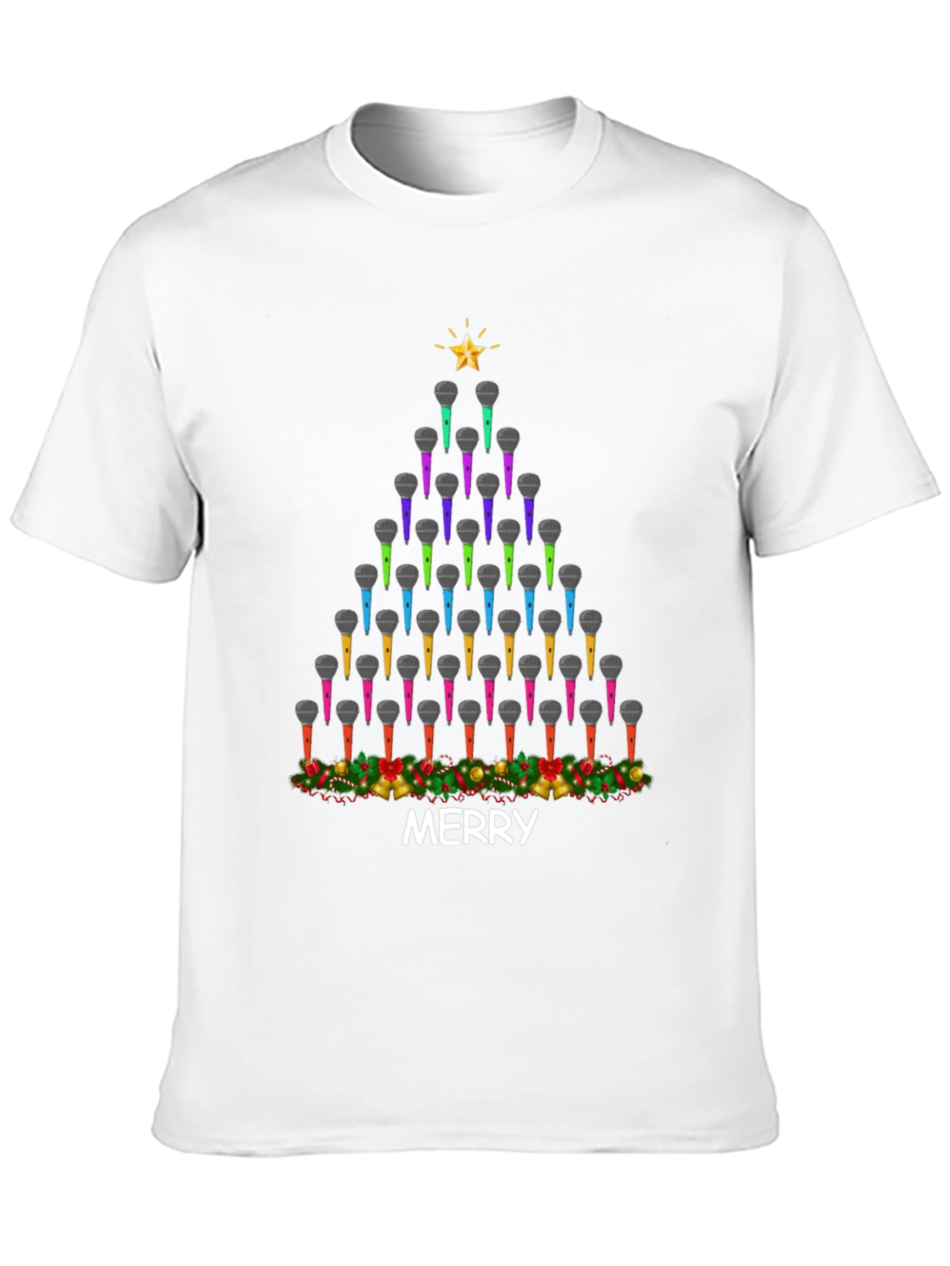 Merry Christmas Microphone Tree T-Shirt