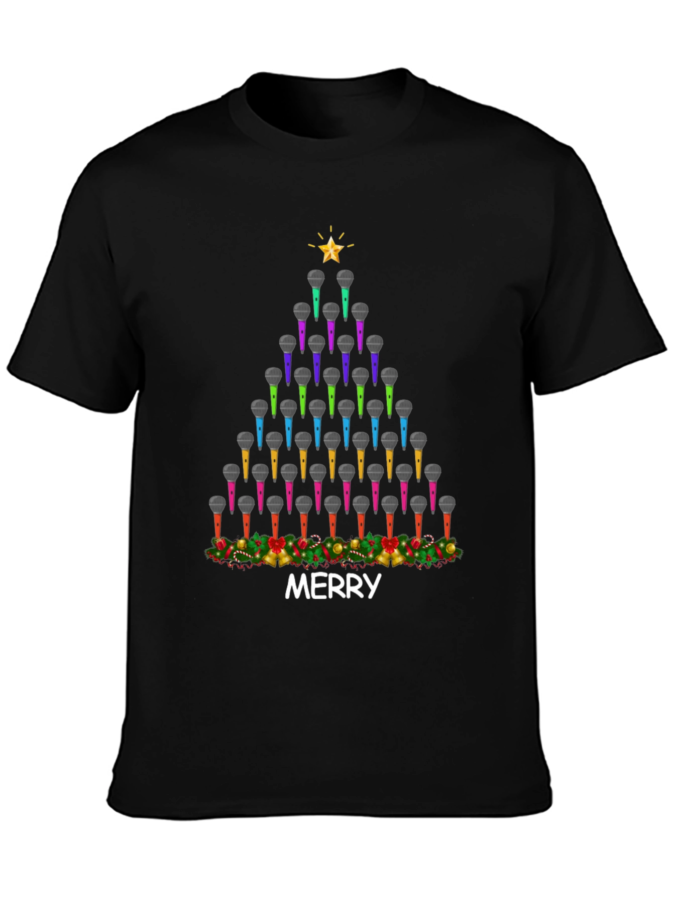 Merry Christmas Microphone Tree T-Shirt
