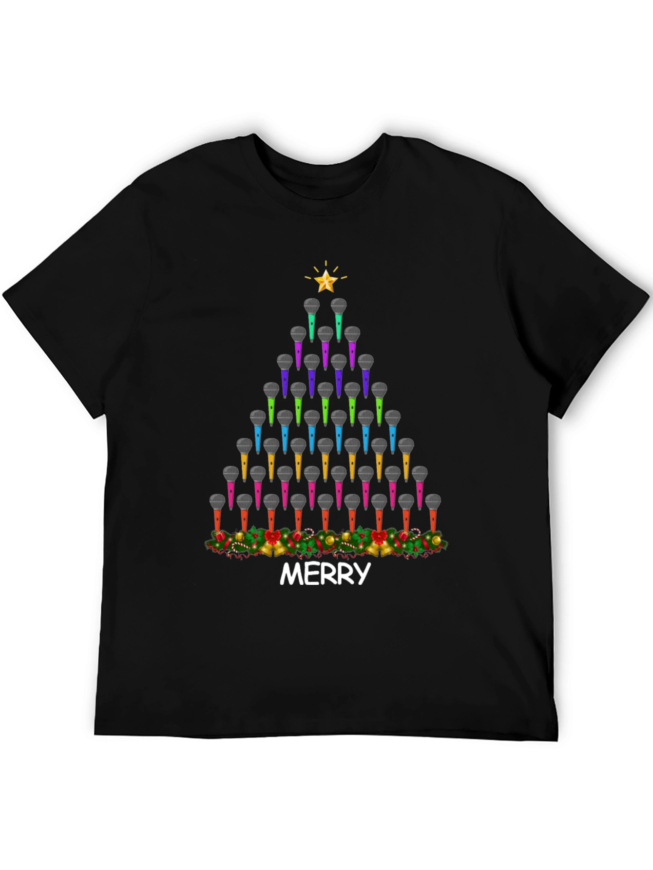 Merry Christmas Microphone Tree T-Shirt