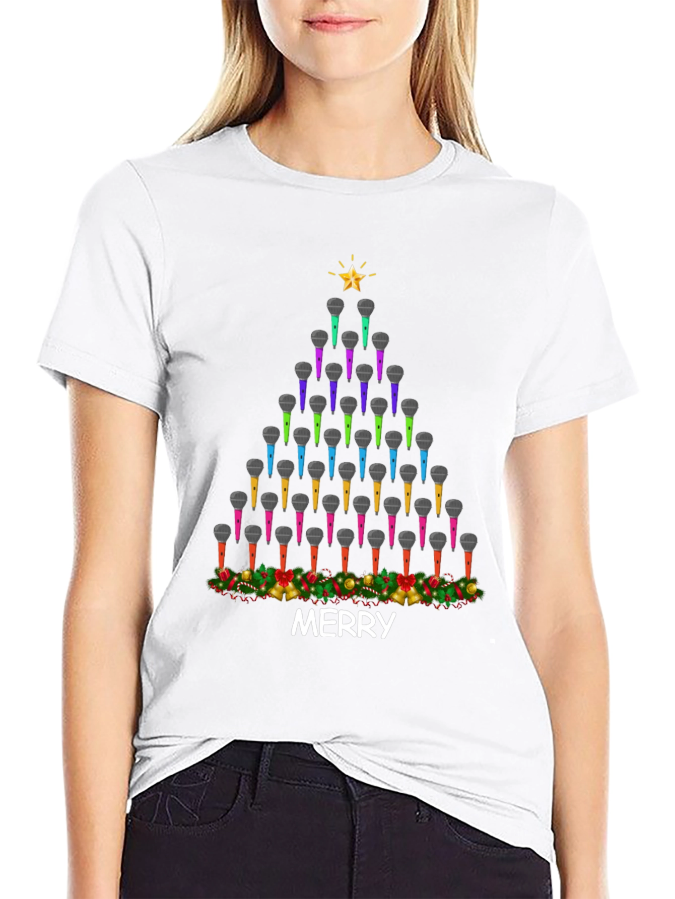 Merry Christmas Microphone Tree T-Shirt