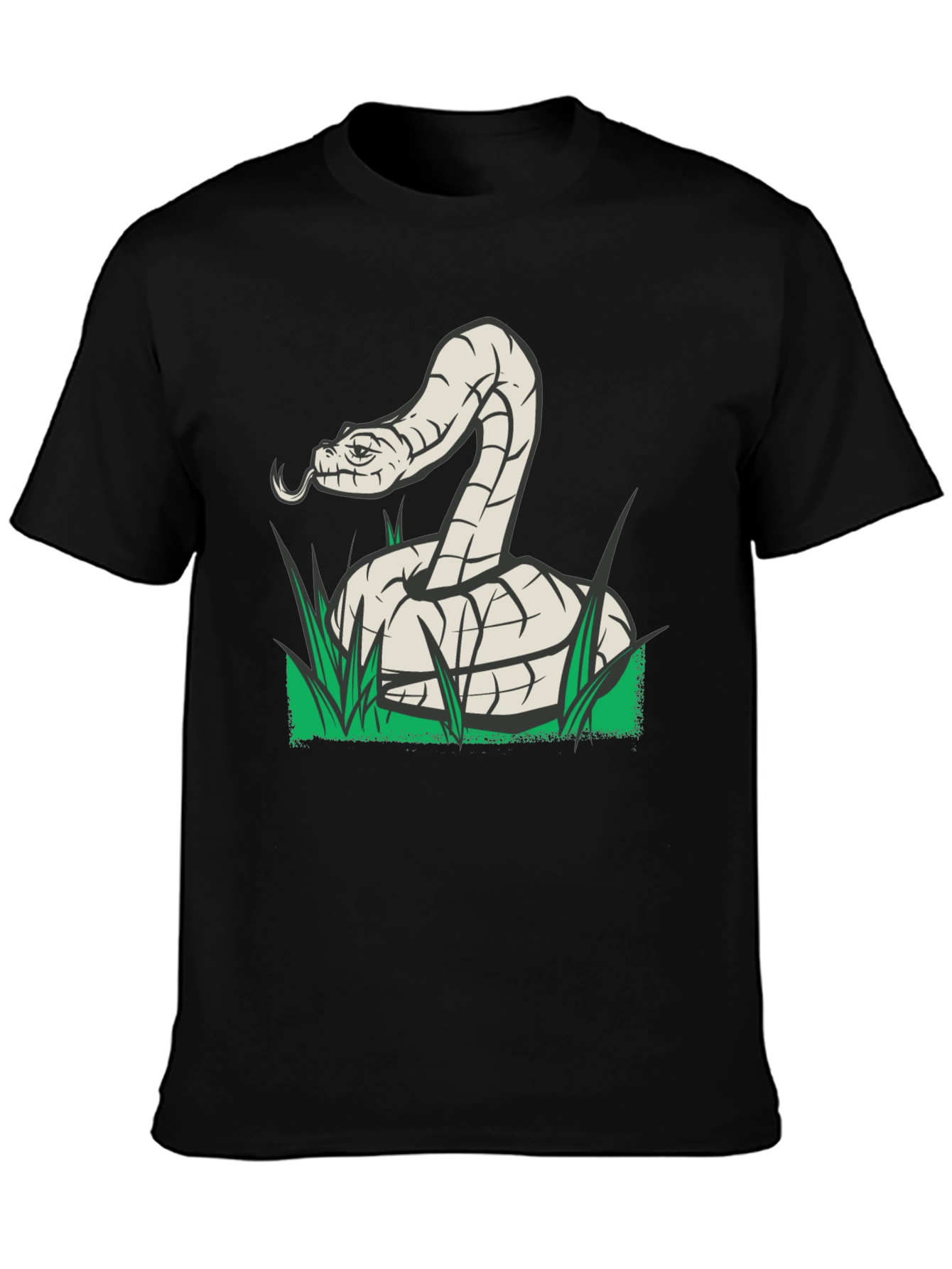 Snake Graphic Tee - Black Cotton T-Shirt