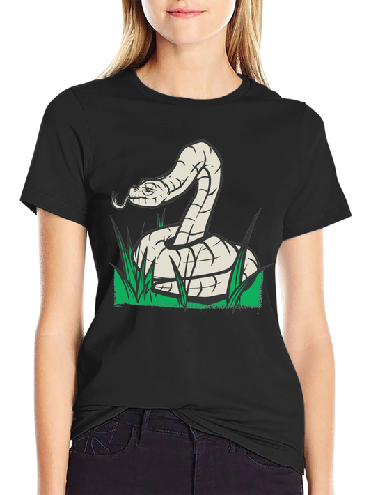 Snake Graphic Tee - Black Cotton T-Shirt
